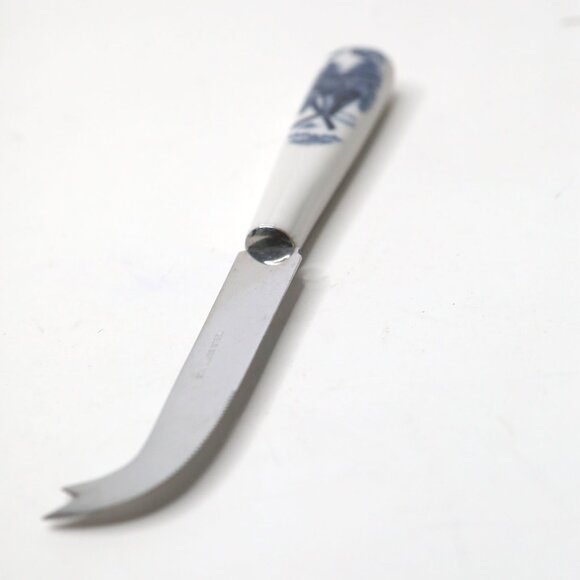 Vintage DELFT Blue Dutch Cheese Knife | Ceramic Handle Stainless Steel Blade - Picture 8 of 9
